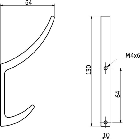 картинка Крючок меб. двухрожковый мет. AK026 черный РФ от магазина SEFI