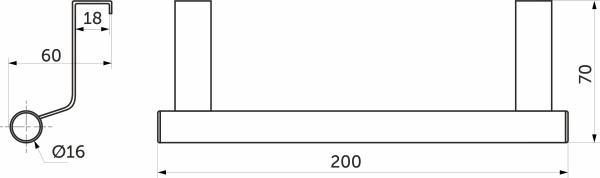 картинка Кронштейн-релинг L-200мм с крючками на фасад, инокс от магазина SEFI