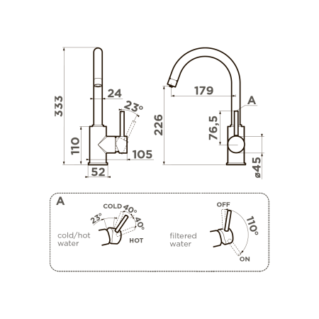 картинка Смеситель Omoikiri Shinagawa 2 Plus-GR латунь/leningrad grey от магазина SEFI