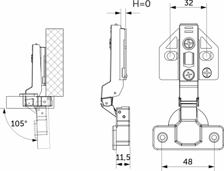 картинка Петля полунакладная с доводчиком 48мм h0 clip-on AKS PLUS 3D (саморезы, заглушки) магазин SEFI являющийся официальным дистрибьютором в России  картинка Петля полунакладная с доводчиком 48мм h0 clip-on AKS PLUS 3D (саморезы, заглушки) от магазина SEFI