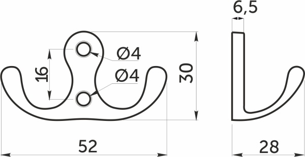 картинка Крючок меб. двухрожковый мет. WP19 хром AKS от магазина SEFI