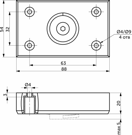 картинка Опора меб. пласт. B-01 регулируемая, металик структура от магазина SEFI