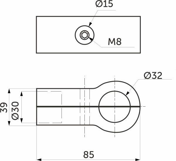 картинка Соединитель 2-х труб d32мм (660) простой, хром AKS от магазина SEFI