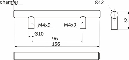картинка Ручка меб. релинговая 96/156 полая сталь черный матовый, AKS от магазина SEFI