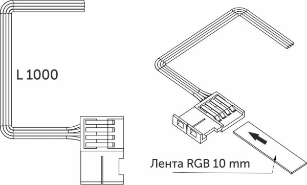 картинка Шнур соединительный AKS, для RGB и Bicolor 10mm (лента-провод), для светодиодных лент,1 м от магазина SEFI