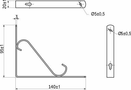 картинка Полкодержатель мет. SONATA 140*95*20*3, белый AKS от магазина SEFI