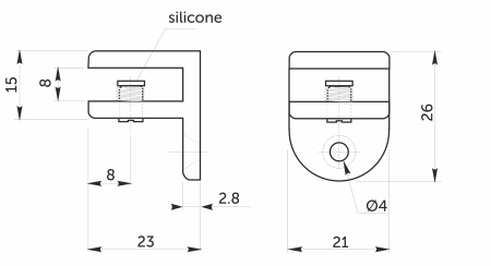 картинка Полкодержатель для стекла мет. WZH-006 хром AKS магазин SEFI являющийся официальным дистрибьютором в России  картинка Полкодержатель для стекла мет. WZH-006 хром AKS от магазина SEFI