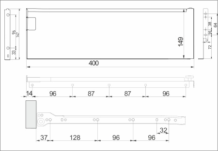 картинка Система ящиков Металбокс AKS L-400 белый H=150 левая+правая от магазина SEFI