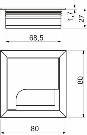 картинка Пропуск кабельный металл 80х80мм алюминий РП от магазина SEFI