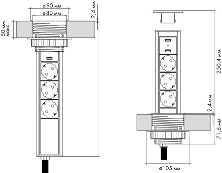 картинка Розетки. Зарядные устройства. Ekotech Elettro D80 13130001 от магазина SEFI