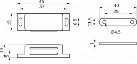 картинка Защелка магнитная мебельная белая малая AKS (упак.-5шт.) от магазина SEFI