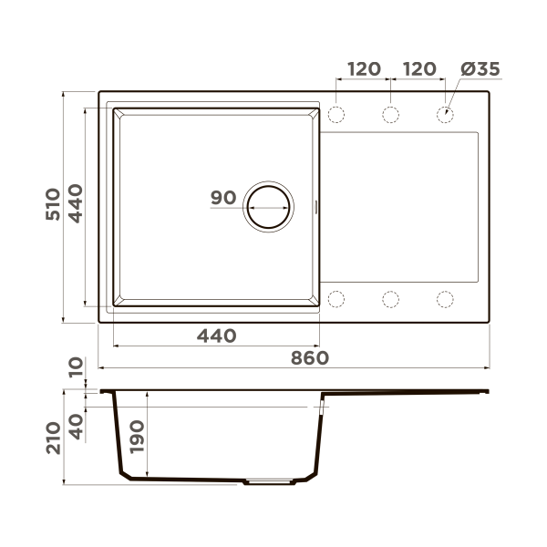 картинка Мойка Omoikiri Daisen 86-PA Artgranit/пастила от магазина SEFI