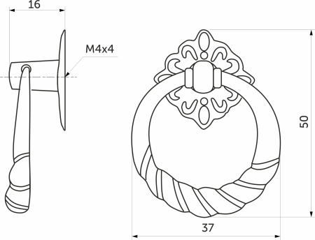 картинка Ручка меб. кнопка мет. K130-G4 старое золото, AKS от магазина SEFI