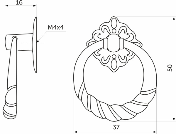картинка Ручка меб. кнопка мет. K130-G4 старое золото, AKS от магазина SEFI