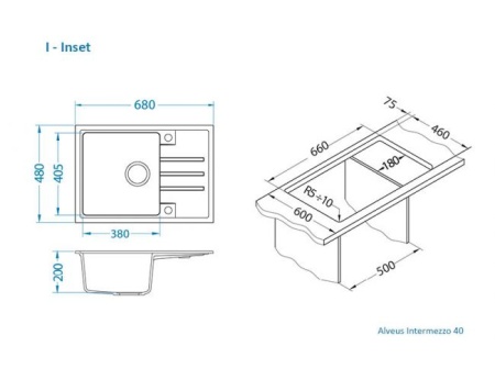 картинка Мойка ALVEUS GRANITAL INTERMEZZO 40 G55 BEIGE 680x480x200 в комплекте с сифоном 1117292 от магазина SEFI