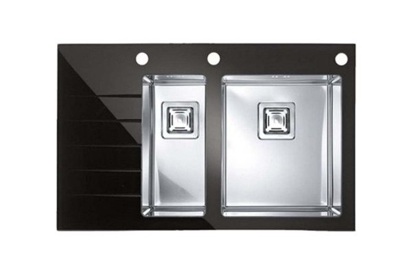 картинка Мойка Alveus CRYSTALIx 20 BLACK 860x540 1+1/2 правая, в комплекте с сифоном 1127260, кол. 1119835, доз.1129080 от магазина SEFI