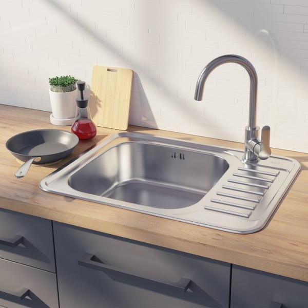 картинка Мойка, нержавеющая сталь, сатин, чаша слева, 650*500, Basic, IDDIS, BAS65SLi77 от магазина SEFI