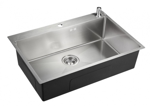 картинка Мойка EMAR 125A, покрытие PVD, цвет сатин - с дозатором в комплекте от магазина SEFI