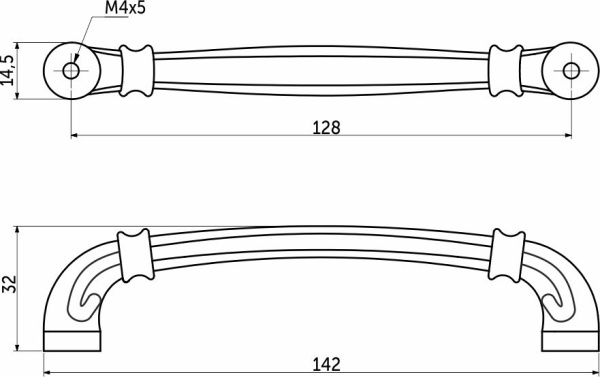 картинка Ручка меб. скоба мет. VALENCIA 128 античное серебро, AKS от магазина SEFI