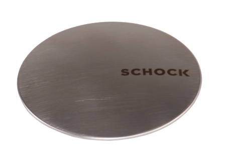 картинка Декоративная заглушка для слива 3 1/2 (круглая с логотипом Schock) хром SCHOCK от магазина SEFI