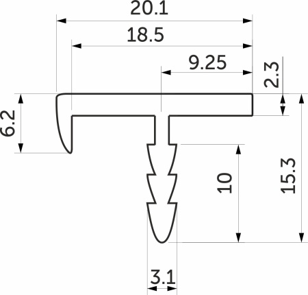 картинка Профиль кромочный алюминиевый T-18 анода натуральная PL (3,5м) от магазина SEFI