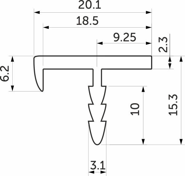 картинка Профиль кромочный алюминиевый T-18 анода натуральная PL (3,5м) от магазина SEFI