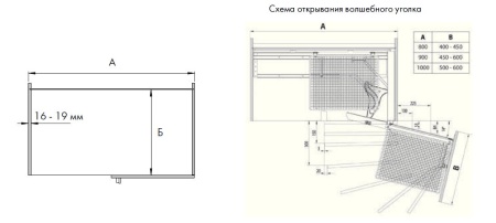 картинка Волшебный угол Классик с доводчиком, выдвижение - левое, ширина фасада 450-600 мм от магазина SEFI