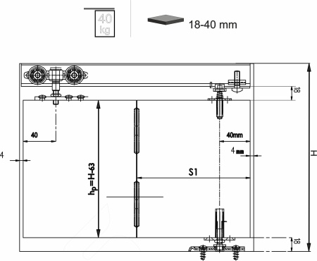 картинка Комплект STANFOLD для 1 складной-сдвижной дверей LAGUNA 40кг (без направляющей) от магазина SEFI