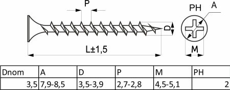 картинка Саморез для гипсокартона 3,5*35 крупный шаг (уп/1тыс.шт) AKS магазин SEFI являющийся официальным дистрибьютором в России  картинка Саморез для гипсокартона 3,5*35 крупный шаг (уп/1тыс.шт) AKS от магазина SEFI