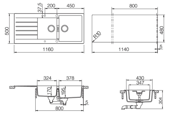 картинка Кухонная мойка SCHOCK PRIMUS 80D CRISTALITE оникс от магазина SEFI