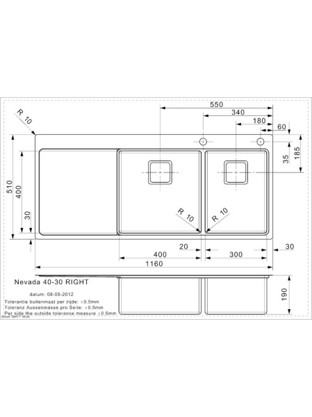 картинка Мойка Reginox Nevada L 40x30 Right brushed от магазина SEFI