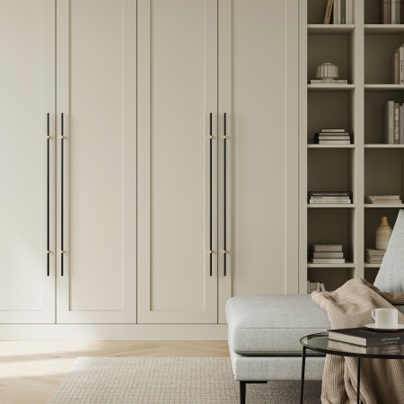 картинка Ручка меб. скоба алюм. WHISPER 704/1000 черный матовый+брашированное золото, AKS от магазина SEFI