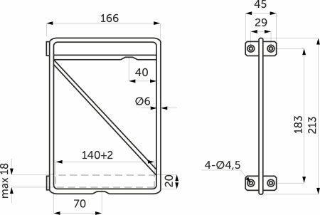 картинка Полкодержатель мет. KOMBO 166*213 черный AKS от магазина SEFI