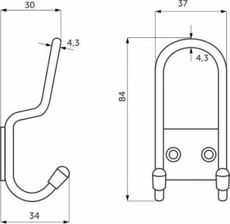 картинка Крючок меб. трехрожковый мет. PRYT черный AKS от магазина SEFI