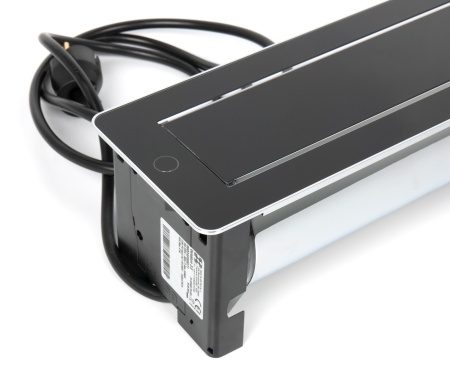 картинка Поворотный блок розеток: 3 евророзетки 220В, USB-зарядки Type A+C ASA Plastici VersaTurn 3.0, черное стекло, нержавеющая сталь (06024F00031) от магазина SEFI