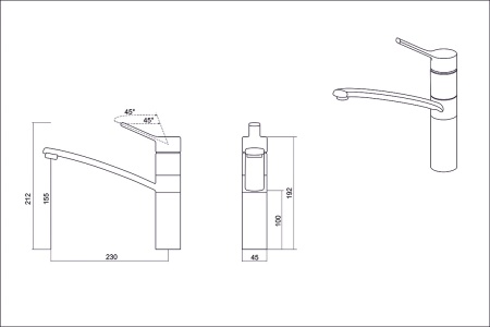 картинка Смеситель для кухни, EMAR 3011, цвет Оникс от магазина SEFI