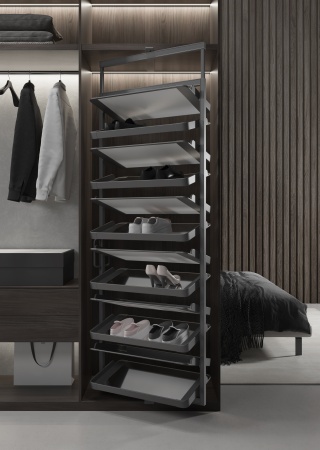 картинка Поворотная обувница GRAND ULTRA с 12-ю полками, ширина секции от 800 мм, телескоп. рама 1960-2210 мм от магазина SEFI