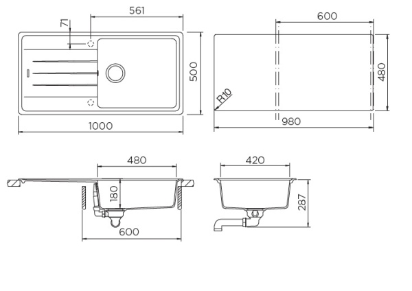 картинка Кухонная мойка SCHOCK ELEMENT 60D Large CRISTALITE саббиа от магазина SEFI