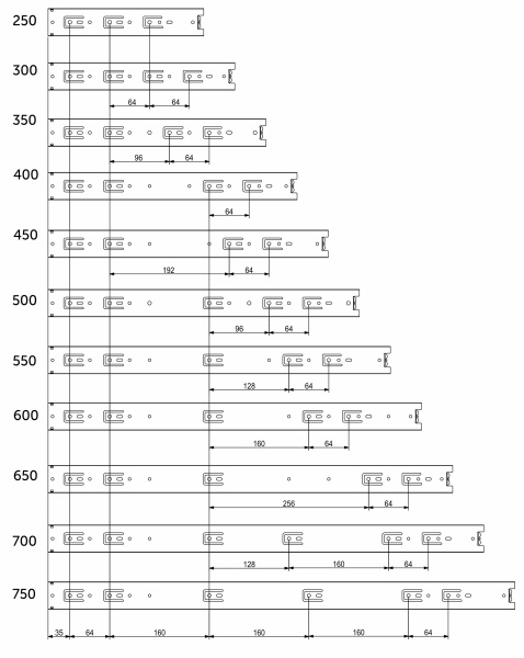 картинка Направляющая шариковая L-300 h=45 AKS LIGHT от магазина SEFI