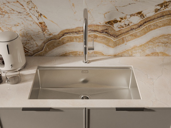 картинка Мойка Rivelato RINOX 8044 UN 1 чаши 800*440*200 в комплекте (доска, коландер, рол мат) от магазина SEFI