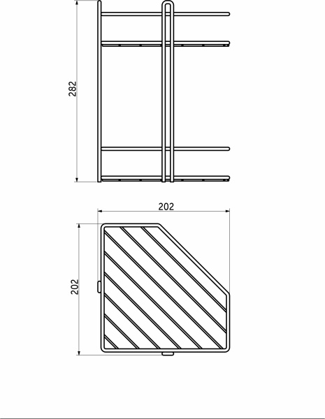 картинка Полка подвесная угловая 2-ярусная 202*202*282, черный РФ магазин SEFI являющийся официальным дистрибьютором в России  картинка Полка подвесная угловая 2-ярусная 202*202*282, черный РФ от магазина SEFI