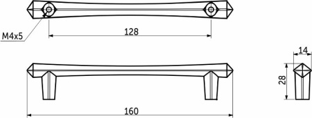 картинка Ручка меб. скоба мет. MARGARITA 128 брашированное золото, AKS от магазина SEFI