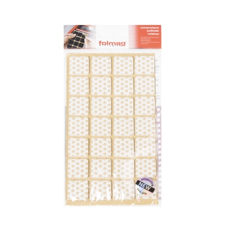 картинка Подкладка самоприлипающая фетровая прорезиненная 20 х 20мм (1упак.=28шт), белая, Folmag магазин SEFI являющийся официальным дистрибьютором в России  картинка Подкладка самоприлипающая фетровая прорезиненная 20 х 20мм (1упак.=28шт), белая, Folmag от магазина SEFI