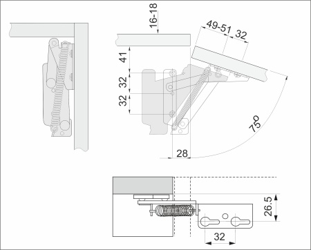 картинка Подъемный механизм верхний AKS JUNIOR магазин SEFI являющийся официальным дистрибьютором в России  картинка Подъемный механизм верхний AKS JUNIOR от магазина SEFI