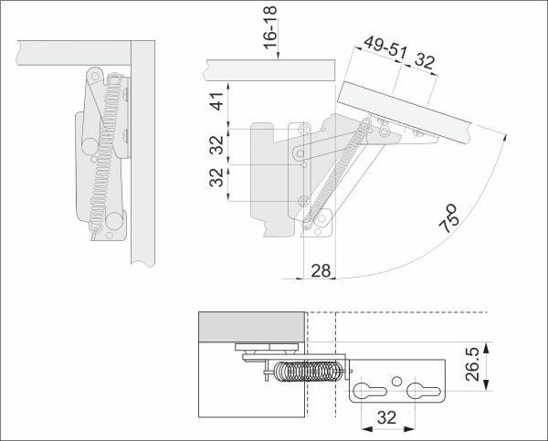 картинка Подъемный механизм верхний AKS JUNIOR магазин SEFI являющийся официальным дистрибьютором в России  картинка Подъемный механизм верхний AKS JUNIOR от магазина SEFI