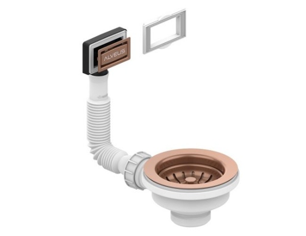 картинка Выпуск для мойки 114 COPPER new  с рамкой и заглушкой (гофра) от магазина SEFI