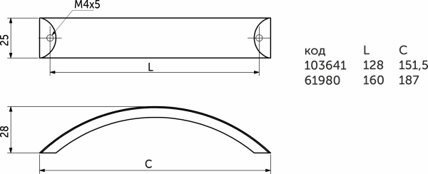 картинка Ручка меб. скоба алюм. WPY 338 128 алюминий AKS от магазина SEFI