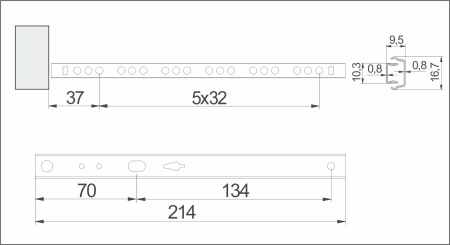 картинка Направляющая шариковая L-214 h=17 AKS A от магазина SEFI