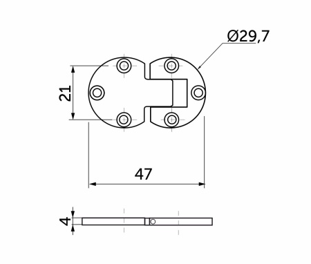 картинка Петля секретерная металл/металл d30мм хром AKS плоская от магазина SEFI