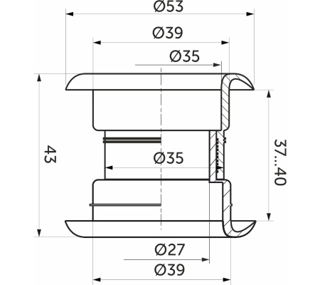 картинка Пропуск вентиляционный D53 белый пластик РП магазин SEFI являющийся официальным дистрибьютором в России  картинка Пропуск вентиляционный D53 белый пластик РП от магазина SEFI